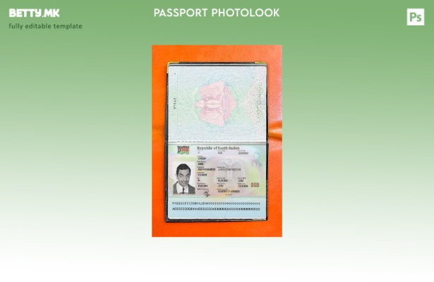 Модерен стил на шаблон за изглед на фотографија од пасош на Јужен Судан